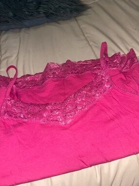 Elle Hot Pink Lace-Trim Camisole